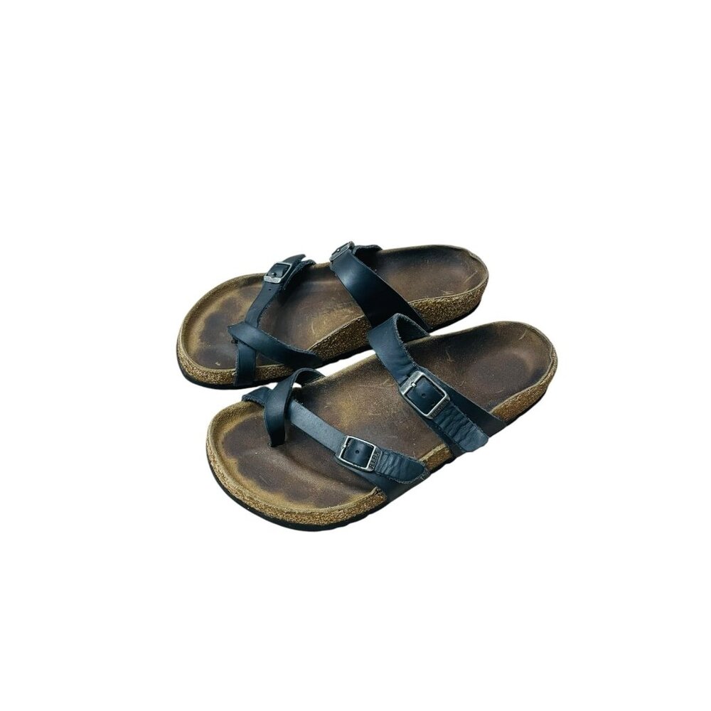 Birkenstock Mayari Black Leather Sandals Size 38 Made in Germany